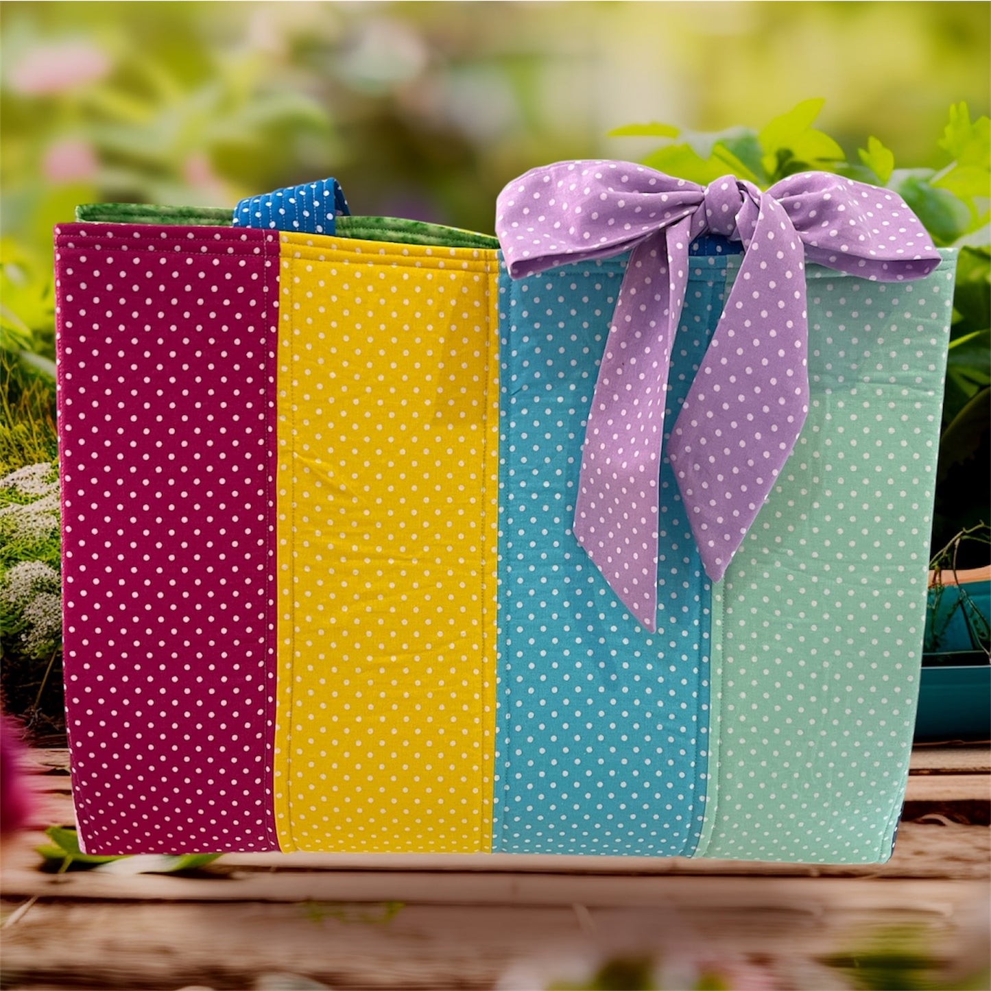 Envy Bag - Pastel Dots with Green Lining
