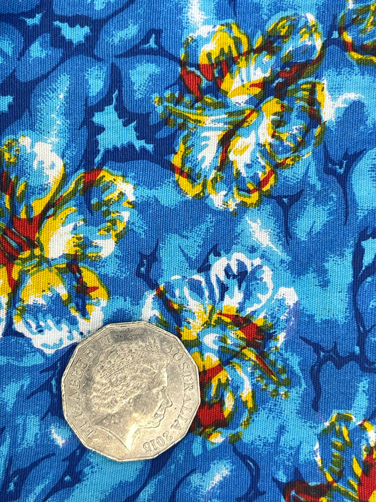 Red & Yellow Flowers on Blue Splash
