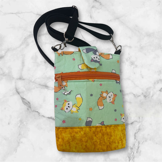 Mobile Phone & Wallet Bag - Colourful Hearts w Lilac Lining