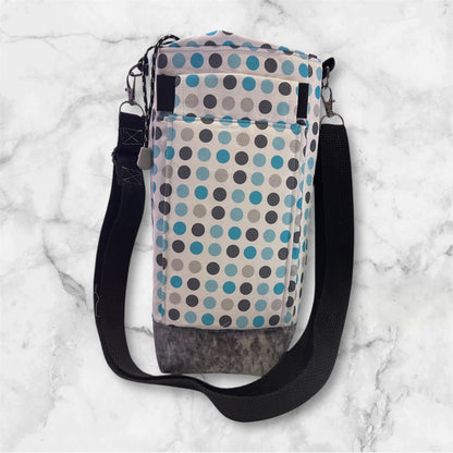 Water Bottle, Phone & Wallet Bag - Coloured Zig Zags with Lite Blue Lining
