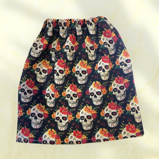 Sock Guards - Skulls with Orange Flowers Pair