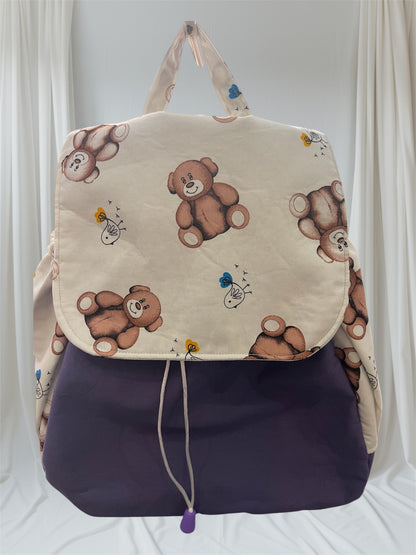 Toddler’s Backpack - Teddybears on White with Purple