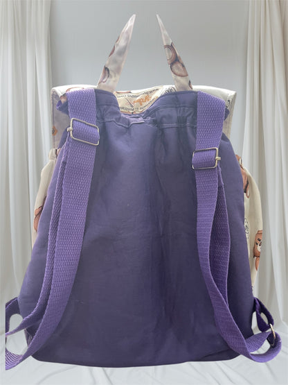 Toddler’s Backpack - Teddybears on White with Purple