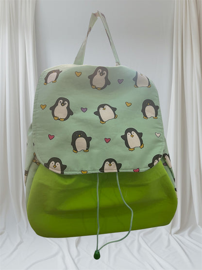 Toddler’s Backpack - Penguins on Green with Green