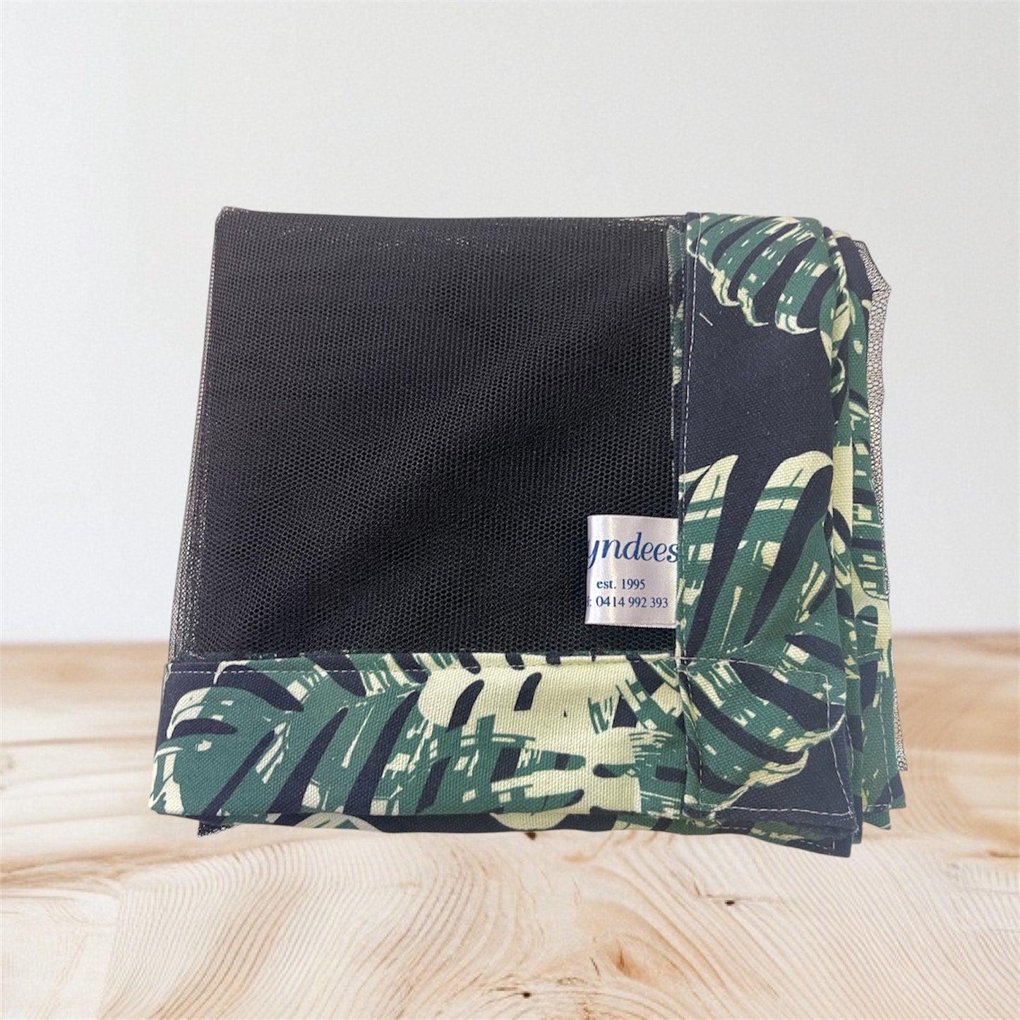 Food Net Cover  - Green Leaves on Black