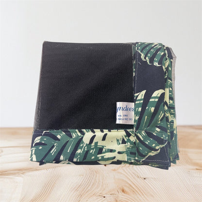 Food Net Cover  - Green Leaves on Black