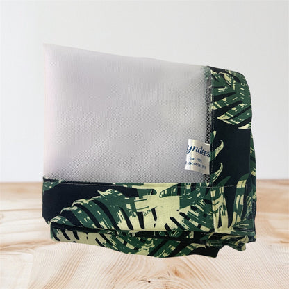 Food Net Cover  - Green Leaves on Black