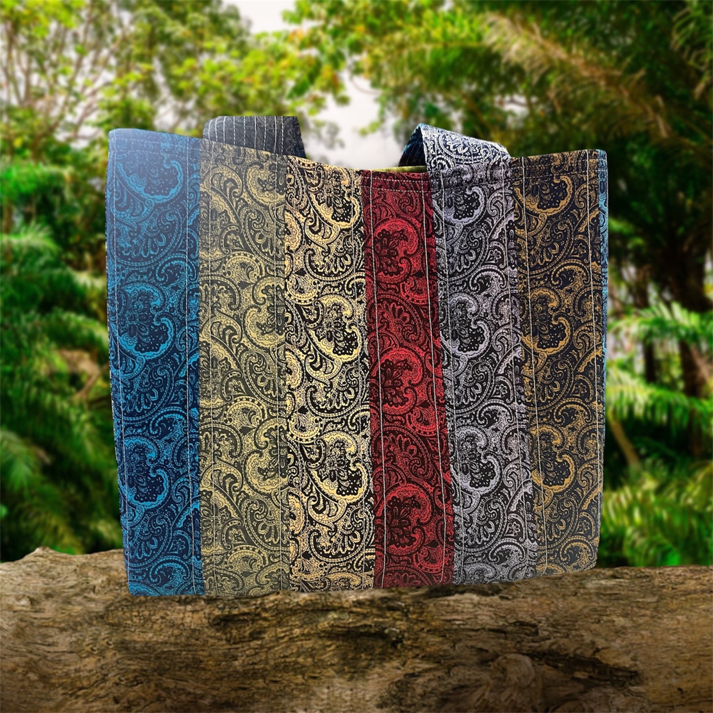 Totally Fun Bag - Paisley with Olive Lining