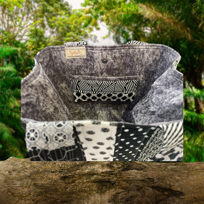 Totally Fun Bag - Black & White with Grey Lining