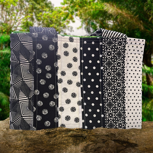 Totally Fun Bag - Black & Whites with Green Lining