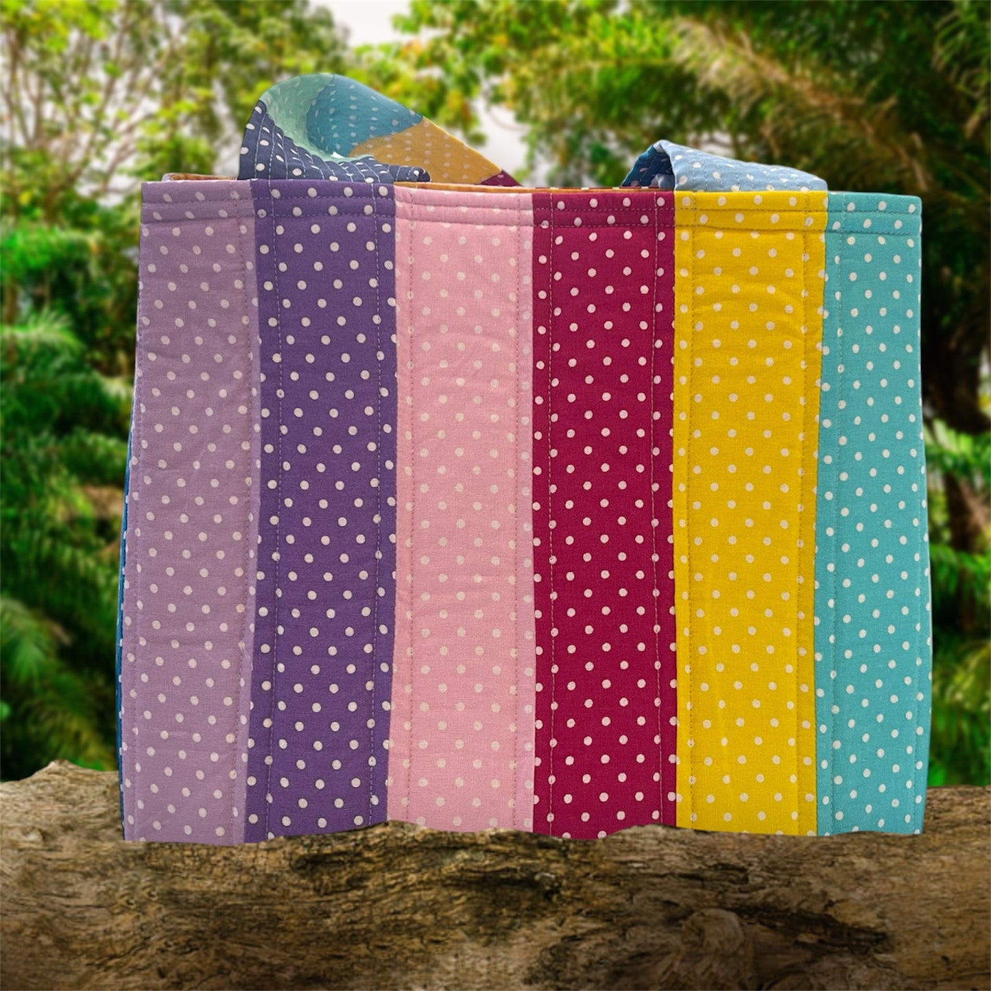 Totally Fun Bag - Small Pastel Dots with Yellow Lining