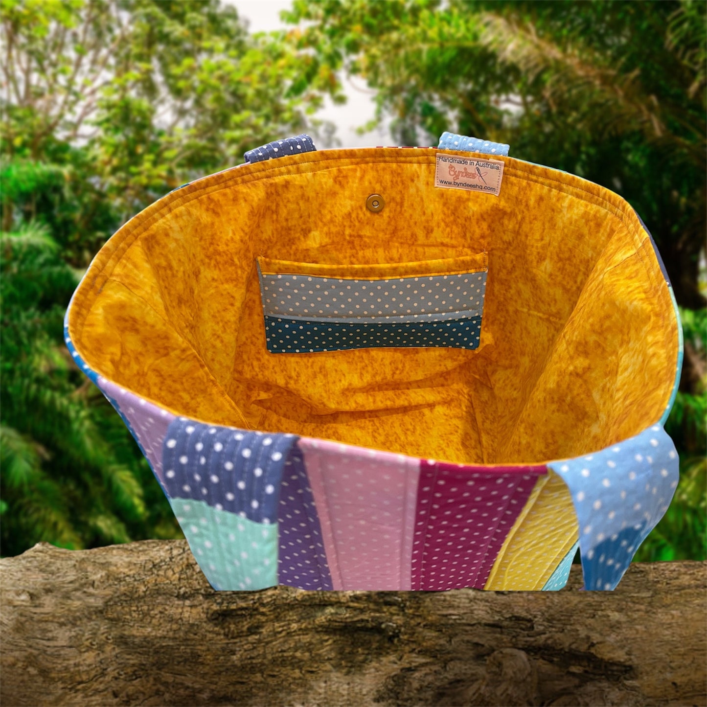 Totally Fun Bag - Small Pastel Dots with Yellow Lining