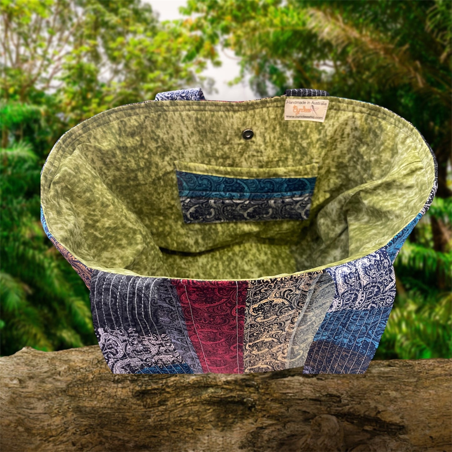 Totally Fun Bag - Paisley with Olive Lining