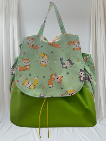 Toddler’s Backpack - Foxes on Green with Green