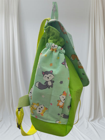 Toddler’s Backpack - Foxes on Green with Green