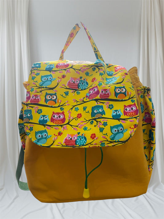 Toddler’s Backpack - Owls on Yellow with Yellow
