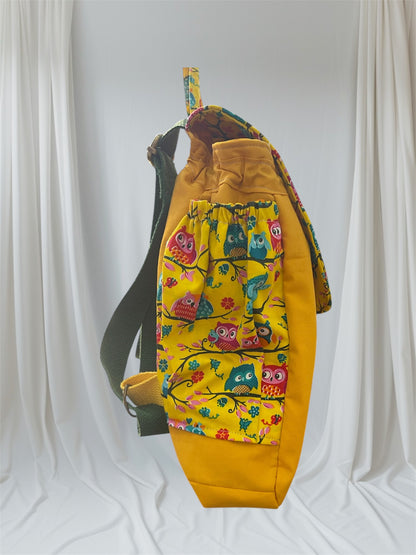 Toddler’s Backpack - Owls on Yellow with Yellow