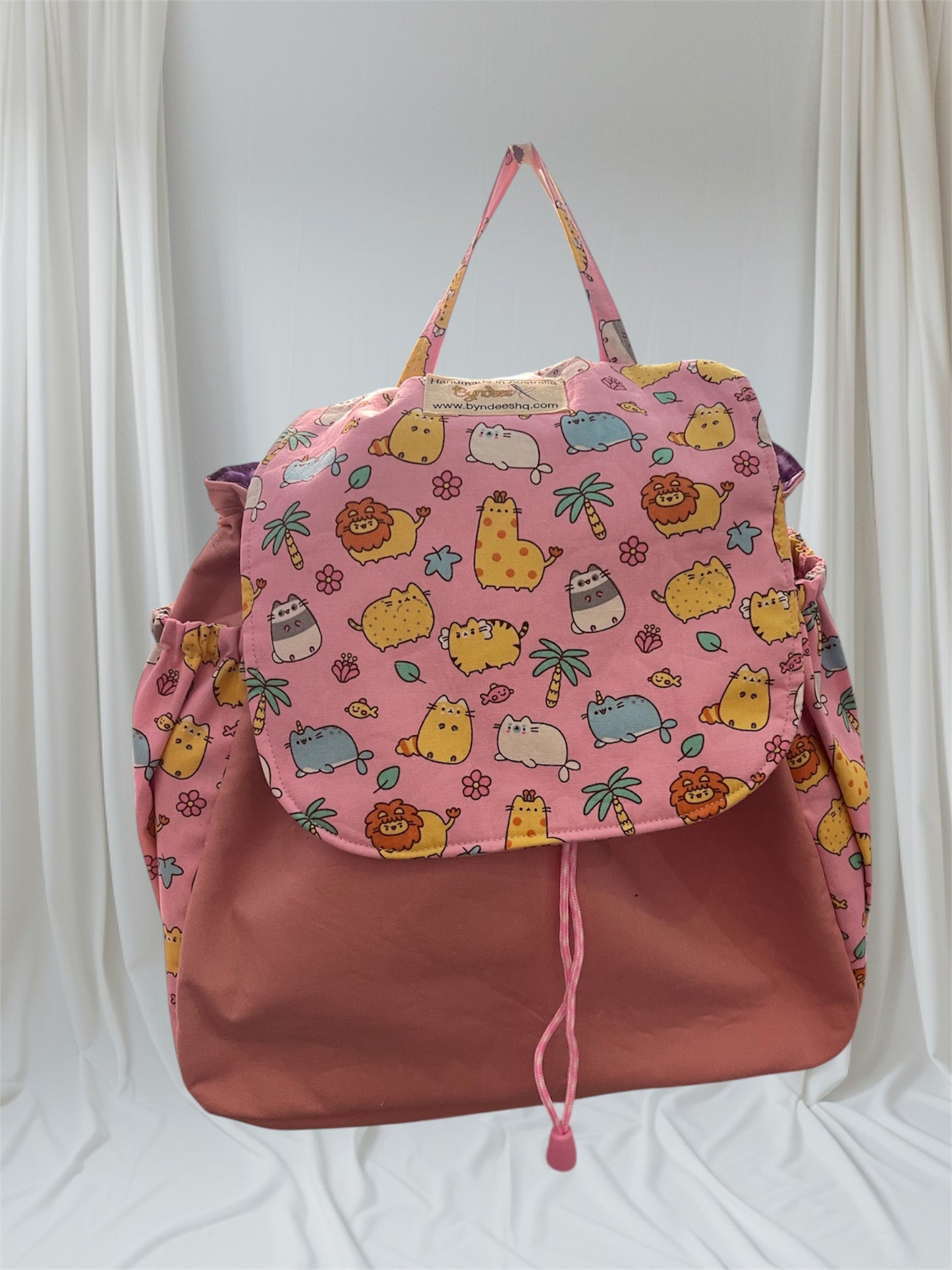 Toddler’s Backpack - Cartoon Animals on Pink with Pink