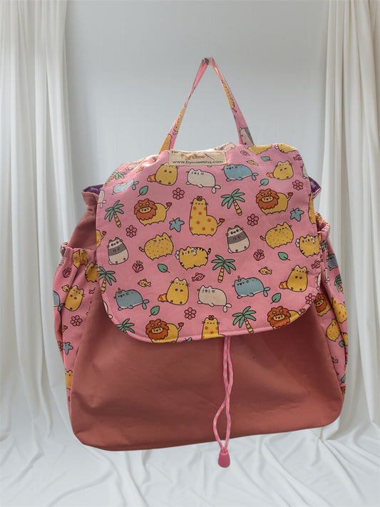 Toddler’s Backpack - Cartoon Animals on Pink with Pink