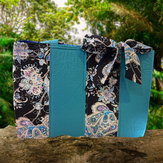 Envy Bag - Paisley & Teal with Blue Lining