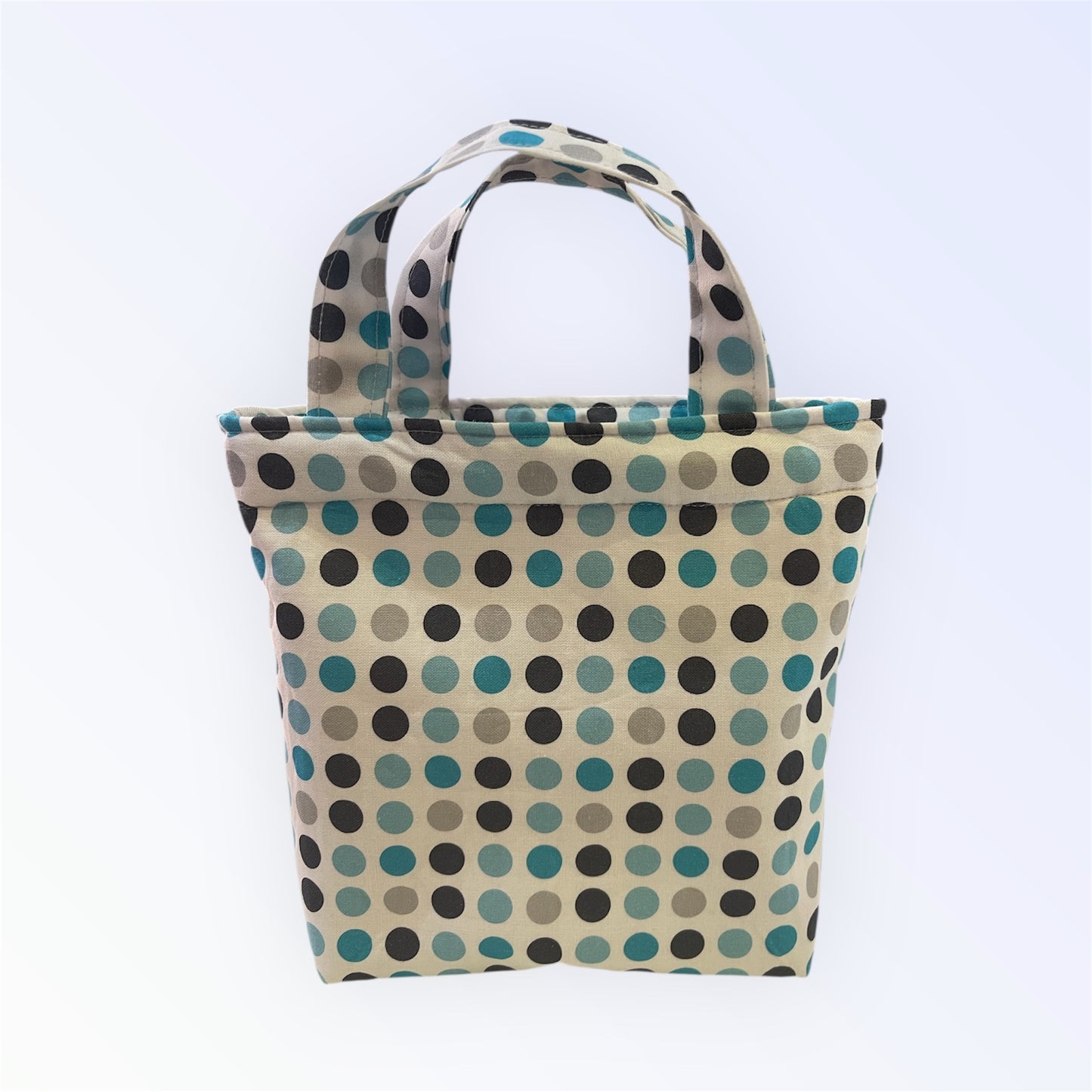 Teeny Tote Bag - Blue & Grey Dots