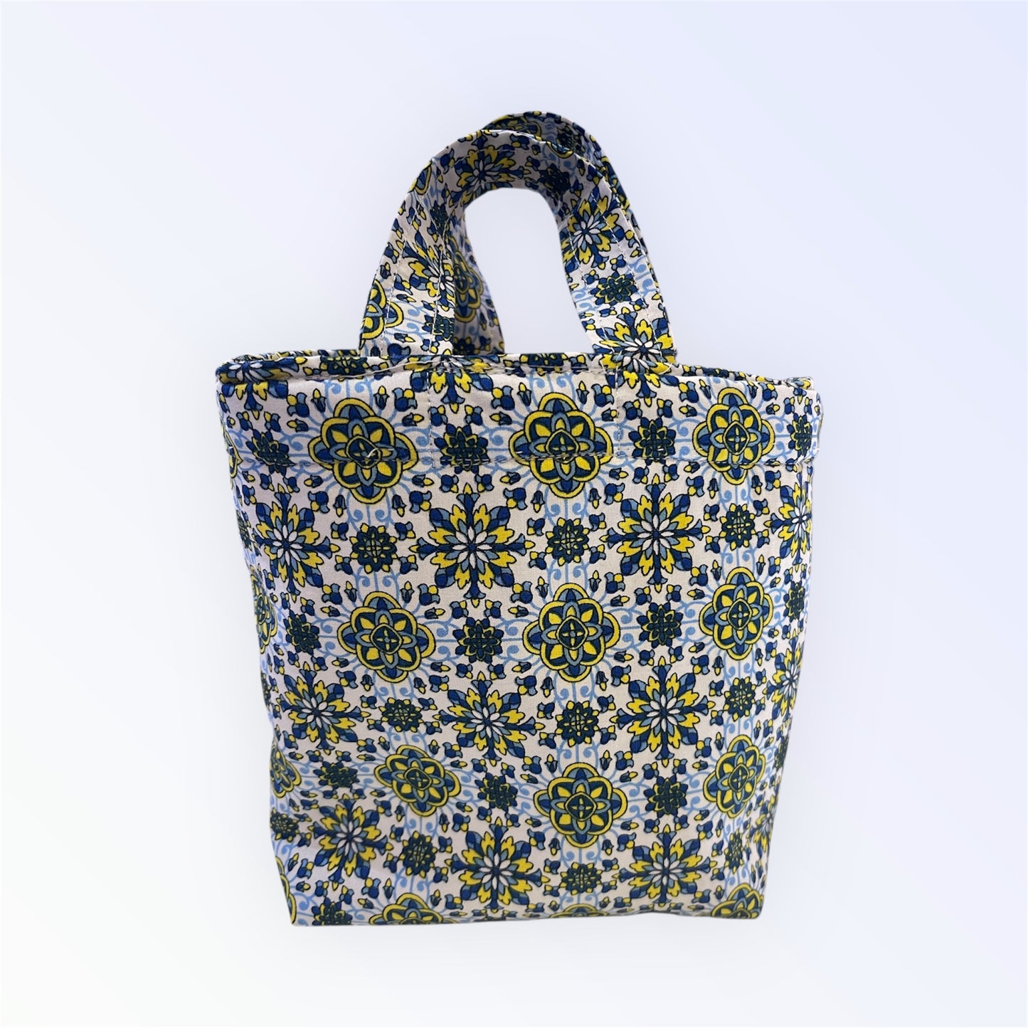 Teeny Tote Bag - Blue& Yellow Pattern