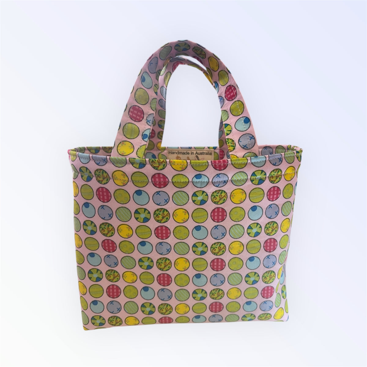 Teeny Tote Bag -  Coloured Circles on Pink