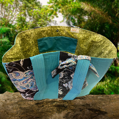 Envy Bag - Paisley & Teal with Olive Lining