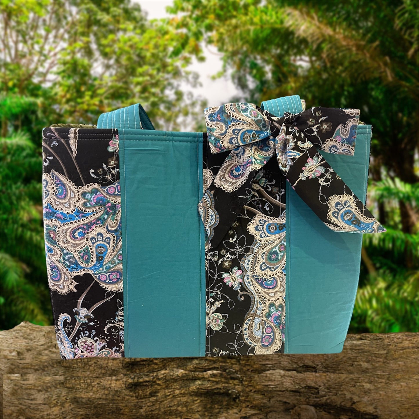 Envy Bag - Paisley & Teal with Olive Lining