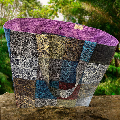 Everything Bag -  Paisley with Lilac Lining