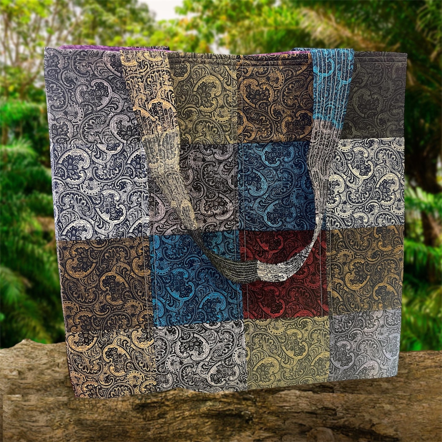 Everything Bag -  Paisley with Lilac Lining