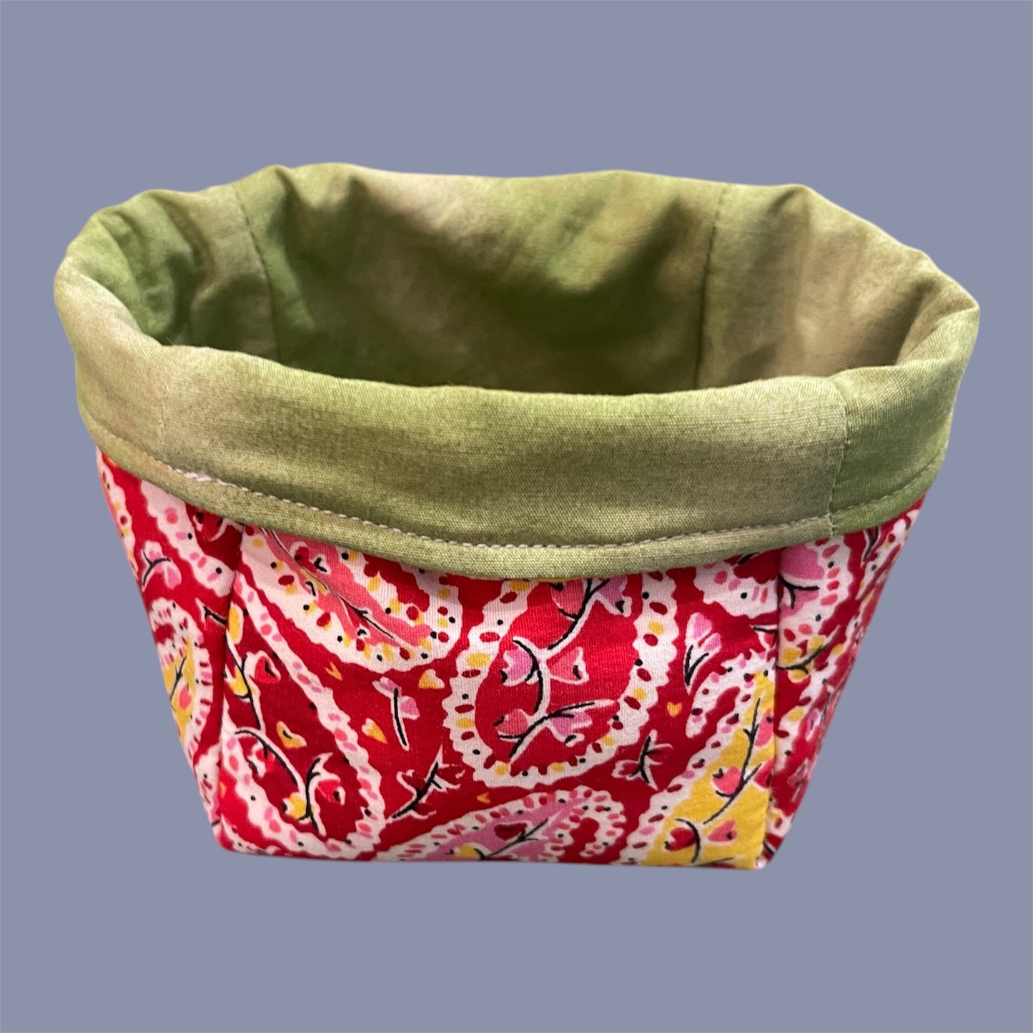 Fabric Boxes - Red Paisley with Green Lining