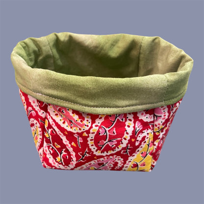 Fabric Boxes - Red Paisley with Green Lining