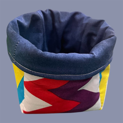 Fabric Boxes - Coloured Zig Zag with Blue Lining