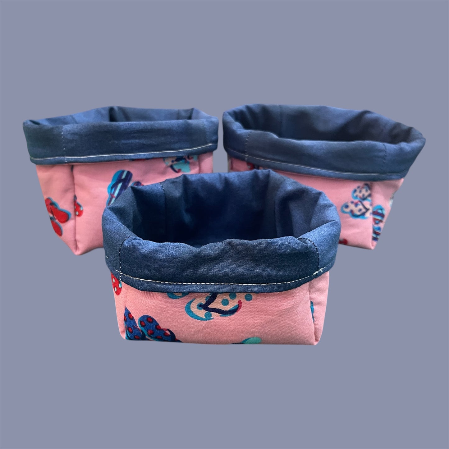 Fabric Boxes - Pink Thongs with Blue Lining