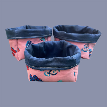 Fabric Boxes - Pink Thongs with Blue Lining