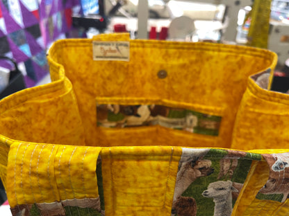 Totally Fun Bag - Alpaca’s/Lama’s with Yellow Lining
