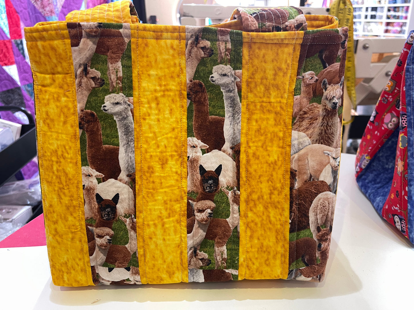 Totally Fun Bag - Alpaca’s/Lama’s with Yellow Lining