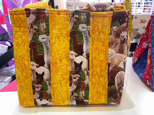 Totally Fun Bag - Alpaca’s/Lama’s with Yellow Lining