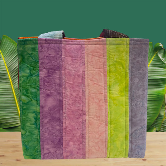 Totally Fun Bag - Pastel Batik with Orange Lining