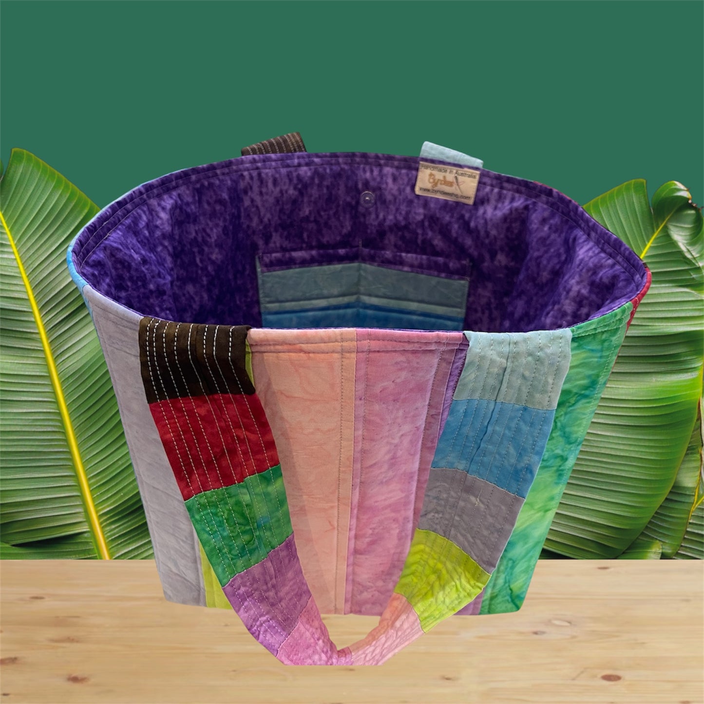 Totally Fun Bag - Pastel Batiks with Purple Lining