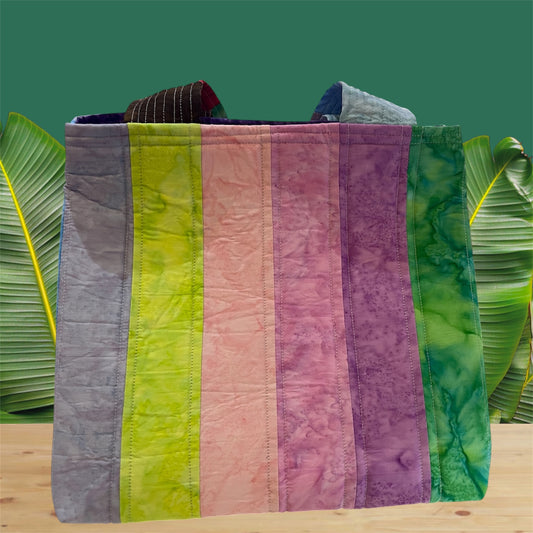 Totally Fun Bag - Pastel Batiks with Purple Lining