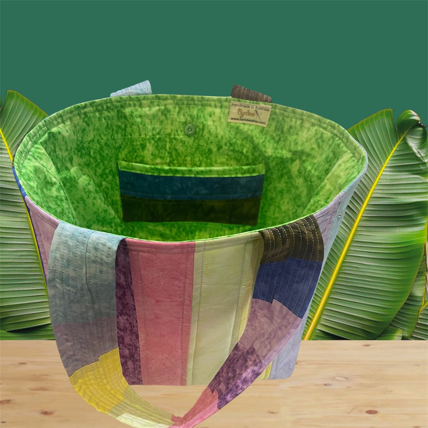 Totally Fun Bag - Pastel Batik with Green Lining