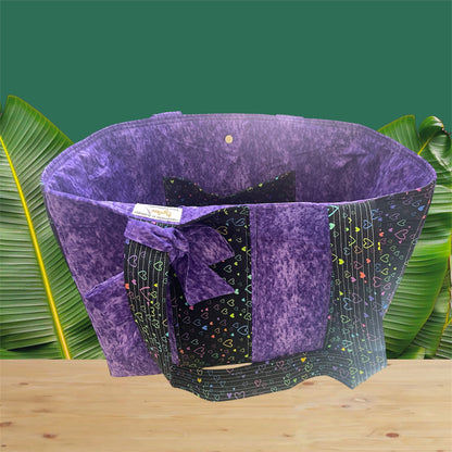 Envy Bag - Bright Hearts on Purple with Purple Lining