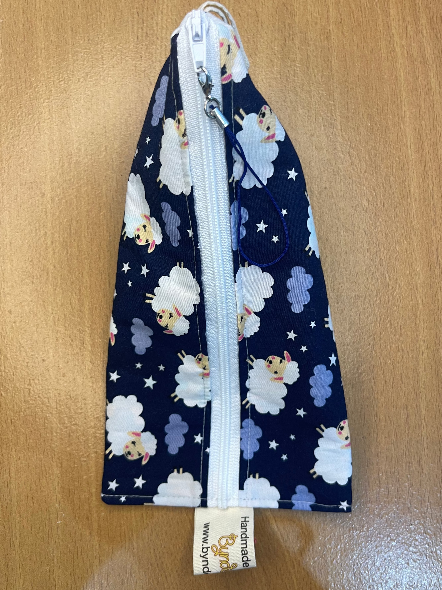 Triangle Pencil Case - Sheep on Navy