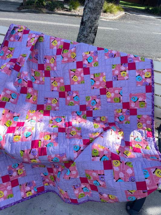 9 Hearts Quilt Finished Size 48" x 62" Approx