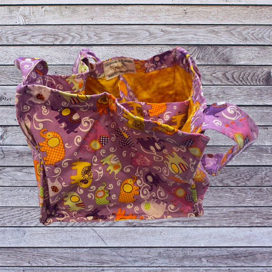 4 Cup Coffee Cup Caddy - Elephants on Purple