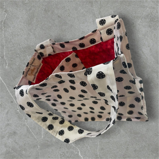 2 Cup Coffee Cup Caddy - Black Buttons on White w Red Lining