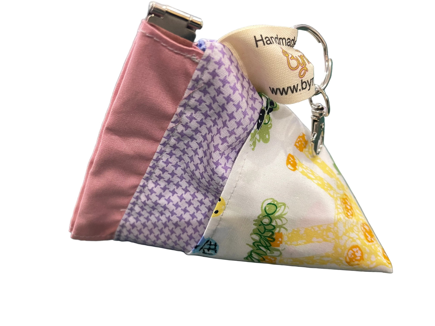 Small Snap Keyring Purse - Cartoon Animals with Lite Pink