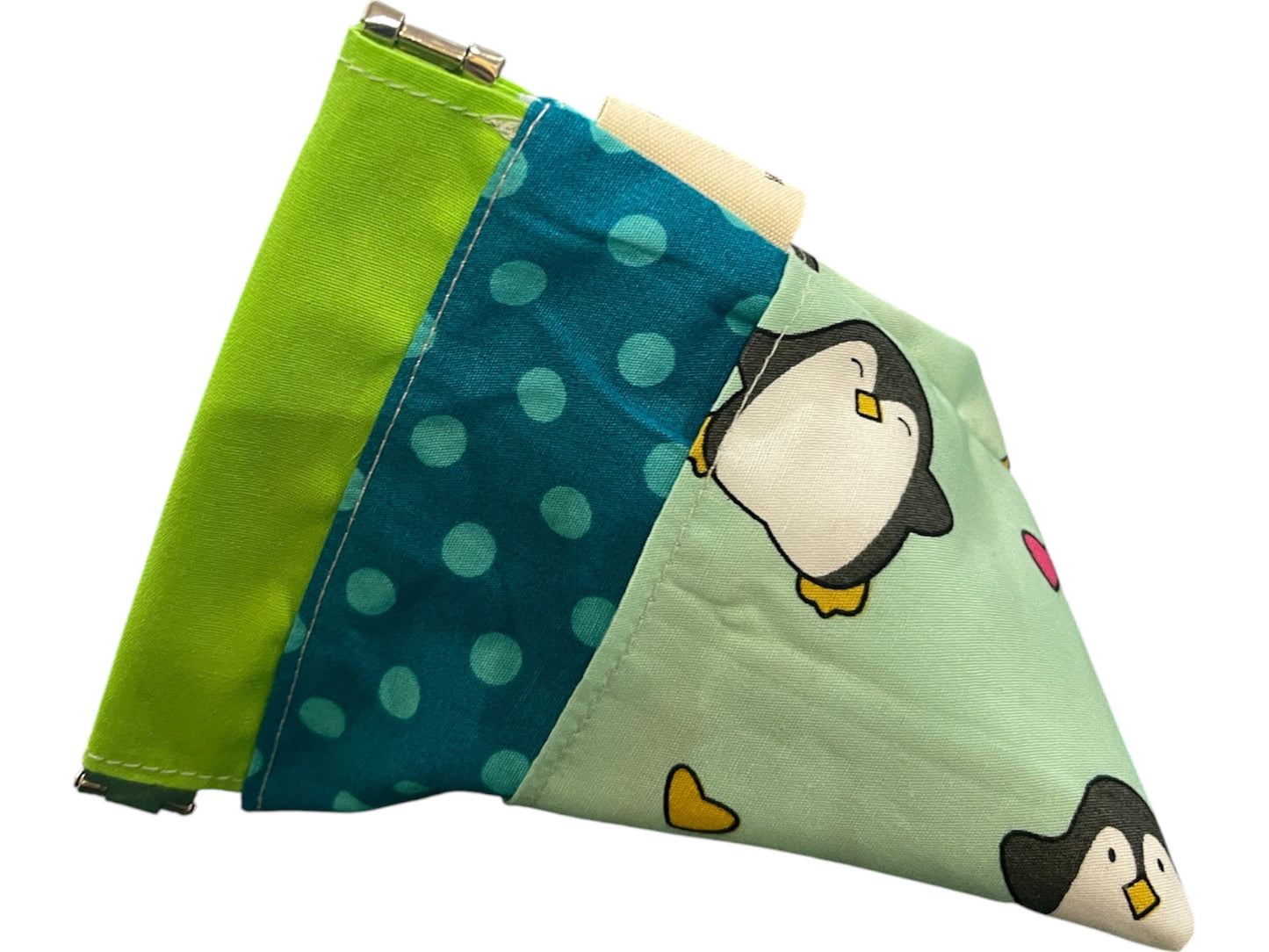 Small Snap Keyring Purse - Penguins with Green